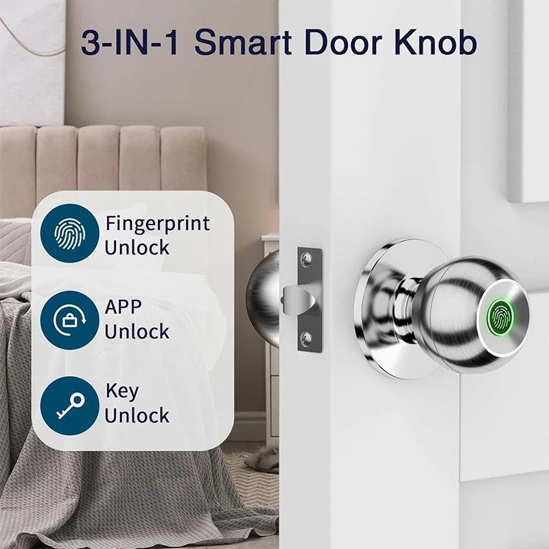 Fingerprint Smart Lock with Bluetooth Keyless Entry - Color: Silver,