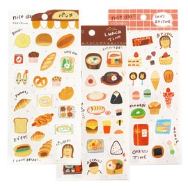 Kamiiso Sanko 78002022 Tomatomayu Nice Day Stickers, Set of 3 Patterns (Bread, Lunch Time, Snack Time), Made in Japan, Approx. 6.9 x 3.5 inches (17.5 x 9 cm)