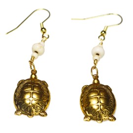 Elaine Coyne Antique Gold Sea Turtle Earrings - Riverstone