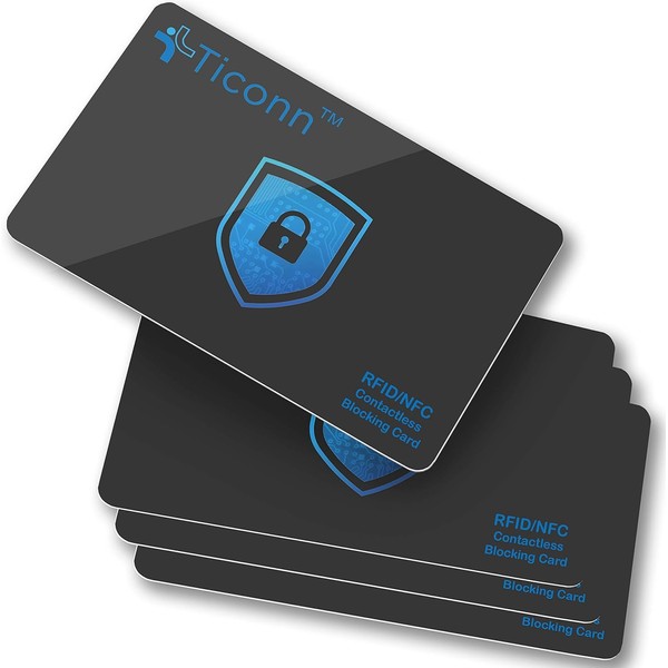 TICONN RFID Blocking Cards - 4 Pack, Premium Contactless NFC