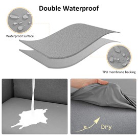 YISUN Waterproof Couch Cushion Slipcovers, Stretch Individual Seat Cushion Covers, Washable Replacement Sofa Cushion Protector Sofa Slipcover Soft Flexibility with Elastic Bottom