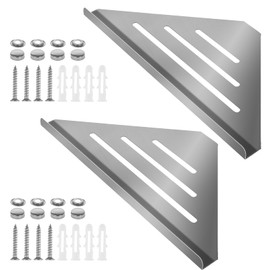 SynHHergyx 2 Pcs 304 Stainless Steel Shower Corner Shelf with Screws, Triangle Shower Caddy Coner Organizer Metal Corner Shelf Wall Mount Soap Holder for Bathroom, Kitchen Organization
