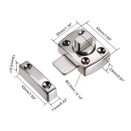 uxcell Rotate Bolt Latch, 1-inch Zinc Alloy Security Door Slide Lock, 2 Pcs (Silver)