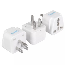 Ceptics USA, Canada Travel Plug Adapter Type B - 3 Pack GP-5-3PK