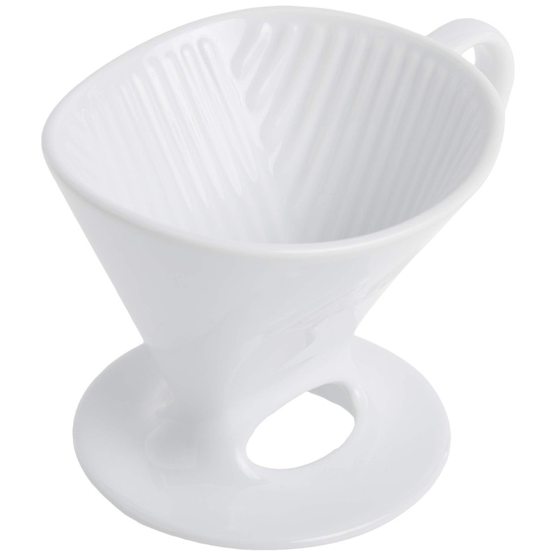 Melitta 1 Cup Porcelain Pour-Over Cone Coffeemaker, Glossy White