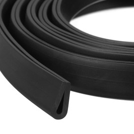 uxcell U Channel Edge Trim, 13.1ft Length Rubber Guard Seal Strip Edge Protector Round Type Fit for 1.5-2mm Edge, (3/16" W x 7/16" H) Black