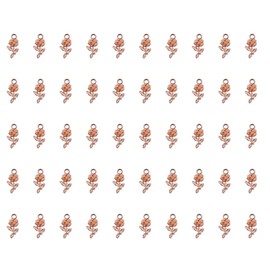 Ruwado 50 Pcs Rose Charms Small Vintage Chic Bulk Metal Flower Shape Pendants for DIY Jewelry Making Earring Keychain Necklace Bracelets Accessories Supplies (Rose Gold)