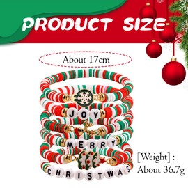 TOFBS Set of 6 Women's Bracelets, Soft Ceramic Beads, Christmas Tree, Snowflake, Elk Element, Christmas Bracelet, Hypoallergenic, Suitable for Christmas Parties, Soft ceramic