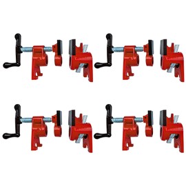 DUPDMKIN Pipe Clamps 3/4 inch 4 Pack Pipe Clamp with Unique Foot Ideal for Carpentry, Home Improvement, and DIY Projects Wood Gluing Clamps Quick Release (3/4 IN with Pads)
