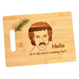 Hello Is It Me You're Cooking For? Funny Romantic Bamboo Wood Cutting Board Valentines Day 8.5"x11"