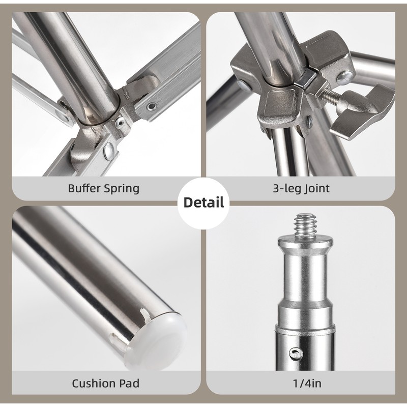 2M/79in Adjustable Metal Tripod Light Stand with 1/4in Screw Stainless