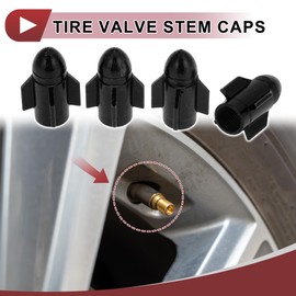 HEROFFIX 4 Pcs Rocket Style Tire Valve Stem Caps Decorative Tyre Valve Dust Covers 7x25.4mm Black Aluminum Alloy