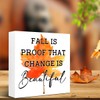 Farmhouse Autumn Decor Wood Block Signs,Fall is Proof that Change