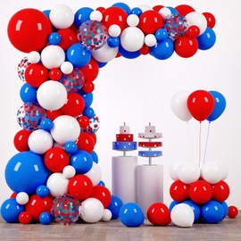 Voircoloria 148pcs Red White Blue Balloons Garland Arch Kit, Patriotic Decorations for 4th of July Independence Day Graduation Anniversary Party Decorations