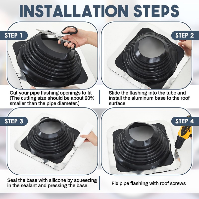 Yaocom #7 Metal Roof Vent Boot Chimney Flashing Roof Jack