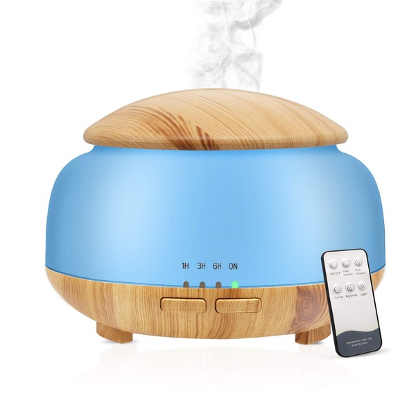 Essential Oil Diffuser, Daroma Aromatherapy Diffuser With Remote Control,300ml Aroma Ultrasonic Nebulizing Cool Mist Humidifier,7 Color Mood Lights & Waterless Auto-Off for Home Office Gift,Light Wood