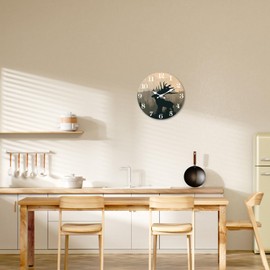 XFM Rustic Elk Deer Wall Clock 12 Inch Vintage Mountain Forest Wooden Clocks Silent Non-Ticking Battery Operated Decorative Round Clock for Cabin Kitchen Farmhouse Decor