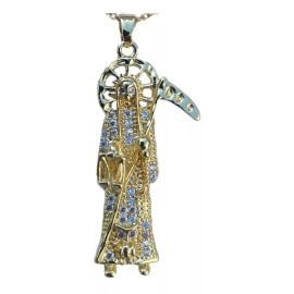 TENDER LIHOME Medalla Collar Santa Muerte Dije Cadena Oro Laminado De 18k