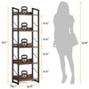 Hosfais 5 Tier Tall Bookshelf: Industrial Wood Book Shelf with