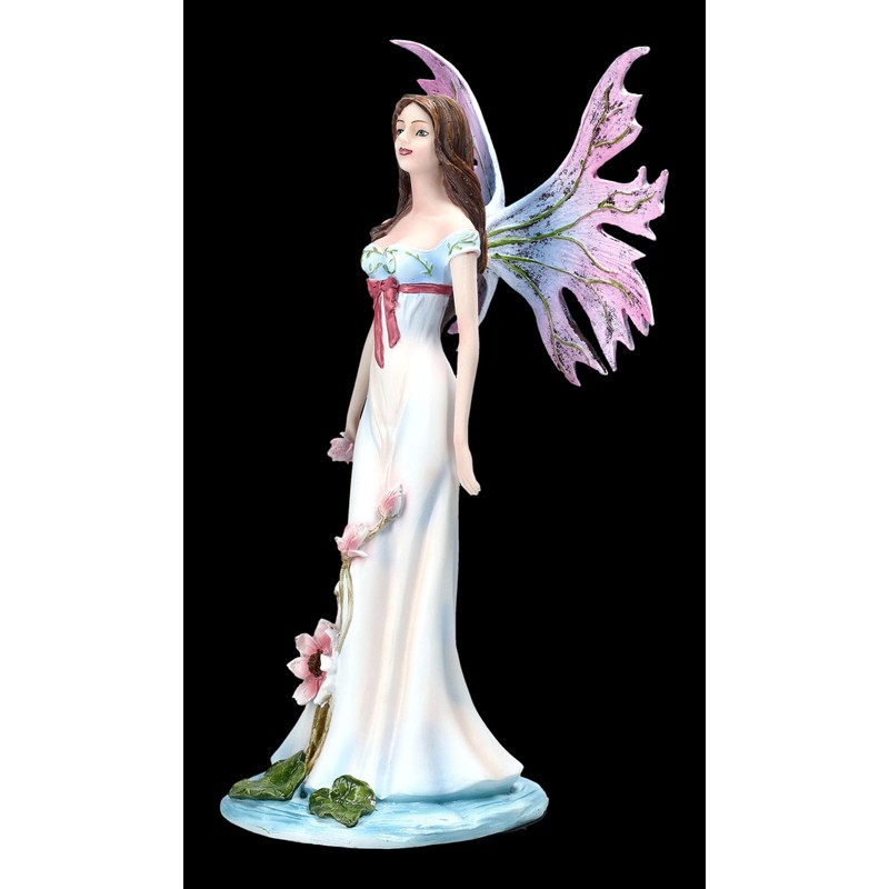 Fairy Figurine Fauna with Pink Wings and Water Lilies Fairy