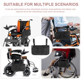 Waterproof Wheelchair Side Bag Cup Holder Reflective Strip Armrest Storage Pouch Wheelchairs Walkers Rollators Wheelchair Accessories