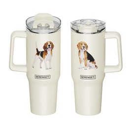 E&S Pets SERENGETI 40 Oz Ultimate Tumbler with Handle and Straw - Vacuum Insulated Tumbler with Straw and Lid - Stainless Steel Travel Mug for Pet Lovers - 3D Designs of your favorite Dog (Beagle)