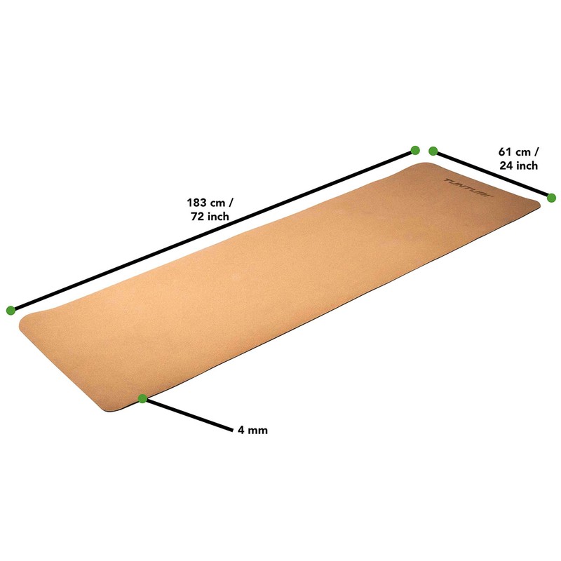 Tunturi Cork Yoga Mat 72" Cork Mat for Yoga, Pilates,