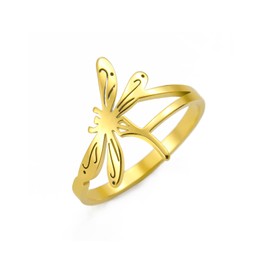 kkjoy Dragonfly Ring Stainless Steel Flying Elves Rings Adorable Insects Stackable Eternity Rings Promise Ring Jewellery for Women Charming Ladies, Stainless Steel, No Gemstone