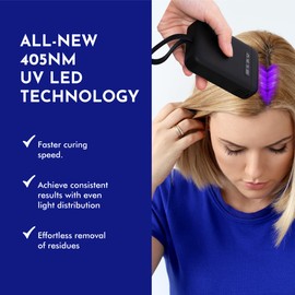 V Light Hair Extensions Kit - Portable 405nm Invisible UV Glue Fast Curing Mini LED Light - Handheld UV Lamp Machine for Real Human Hair & Wavy Wig Extension – Rechargeable Nano Bonding Set for Women