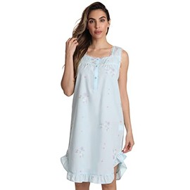 Dreamcrest - Camisón suave y sedoso para mujer, Azul Seersucker, M
