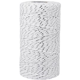 Leecogo Cotton Twine Silver and White Baker String 2mm Thick 328 Feet Christmas Twine for Gift Wrapping DIY Crafts Home Party Decoration