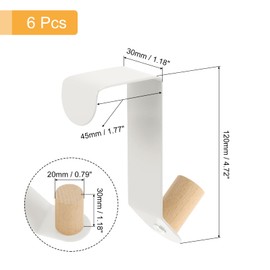 sourcing map Over The Door Hooks,6pcs - Carbon Steel Paint Door Hanger Hook, Single Hooks for Hanging Clothes, Hats, Towels (White)