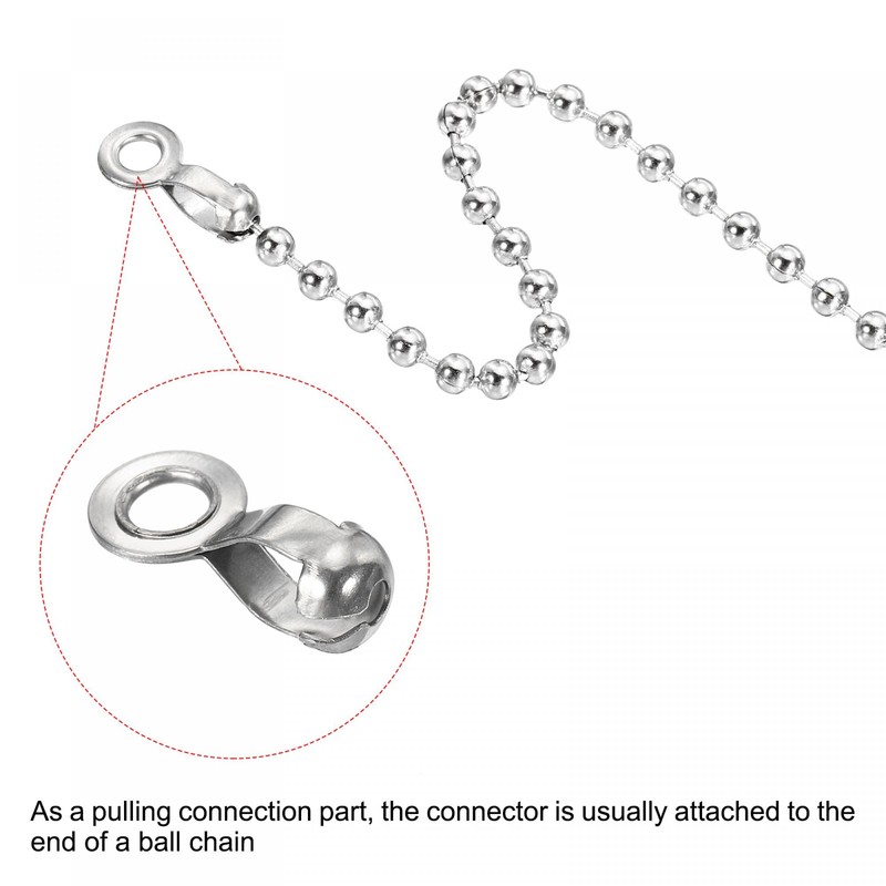 sourcing map Ball Chain Connector, Stainless Steel Pull Loop Crimp