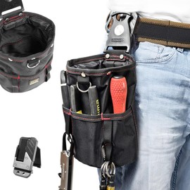 Prudencrose Waist Bag, Tool Pouch, Wide Opening, Belt Attached, Attaches to Belts, Removable, Convenient for Removing and Removing, Property Storage, Nylon, Waterproof, Durable, For Electrical Work