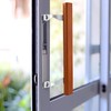 Brixwell Patio Door Handle with Brackets, Chrome Finish with Wood