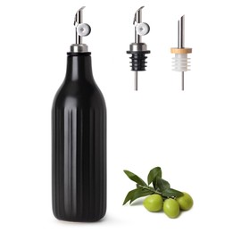 FE FUN ELEMENTS Olive Oil Dispenser Bottle, 19 oz Oil Dispenser for Kitchen and Vinegar Dispenser Bottle, Suitable for Vinegar, Coffee Syrups & Other Liquids, Black