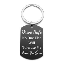 Zysta Drive Safe Text Keyrings Dog Tag for Men Women Keepsake Memorial Military Army Keyrings Birthday Gift