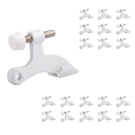 HOMOTEK 20 Pack Hinge Pin Door Stopper, Hinge Stops for Top of Door, Adjustable Deluxe Heavy Duty Door Stop 2-1/2x1-3/4 inch, with White Rubber Bumper Tips, White