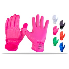 Scale Wear Design Padded Football Reciever Gloves One Color Pro Stealth Reinforced Leather Palms Adult Mens Youth Sticky Boost Your Game (Hot Pink, Adult-2XL)
