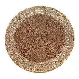 Peggy Wilkins Bliss Beaded Christmas Round Place Table Mat 12" - Gold