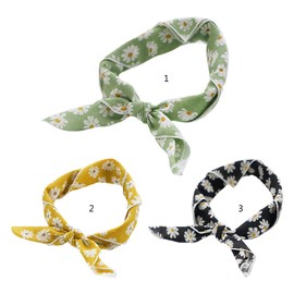 Pastoral Women Cotton Square Scarf Sweet Daisy Floral Bandana Neckerchief Wrap