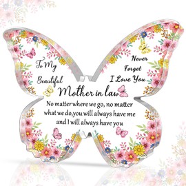 SMARGO Mother In Law Gifts, Mother-In-Law Gifts from Daughter-In-Law, Butterfly-Shaped Decorative Acrylic Plaque, Gift Idea for Birthdays Mothers Day Wedding Christmas Valentine
