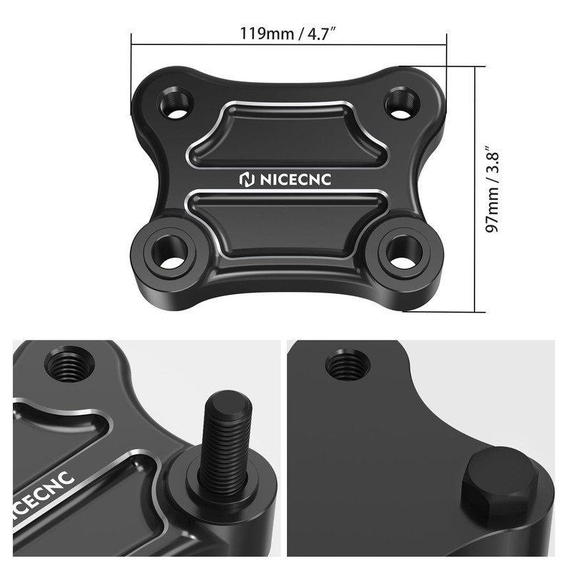 NICECNC Handlebar Riser Pull Back Plate Aluminium Black Handlebar Displacement