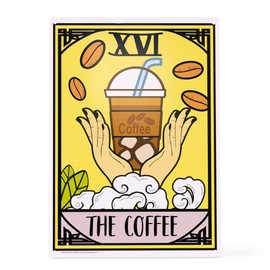 Tarot Card Coffee Sign for Dorm Room and Home Decor - Creative and Funny Kitchen Metal Signs Vintage Style - Wall Art Inspired Gifts