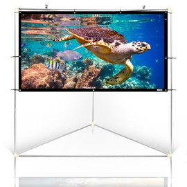 Pyle 100" Outdoor Portable Matt White Theater TV Projector Screen w/Triangle Stand - 100 inch, 16:9, 1.15 Gain Full HD Projection for Movie/Cinema/Video/Film Showing Outside Home - PRJTPOTS101