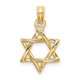 10K Solid Yellow Gold Star of David Jewish Magen Necklace Judaica Religious Chain Pendant Israel Charm 18.4mm Only