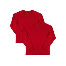 Fruit of the Loom Men's Eversoft Cotton T Shirts, Breathable & Moisture Wicking with Odor Control, Long Sleeve-True Red