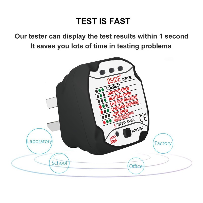BSIDE AST01ER Socket Tester RCD Outlet Tester Automatic Electric Power