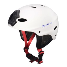 Tontron Adult Water Sports Helmet with Camera Mount Plate (Matte Snow White, Medium)