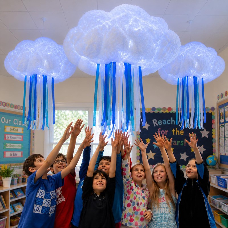 Lounsweer 43 Pcs Classroom Cloud LED Light 3D Sensory Cloud